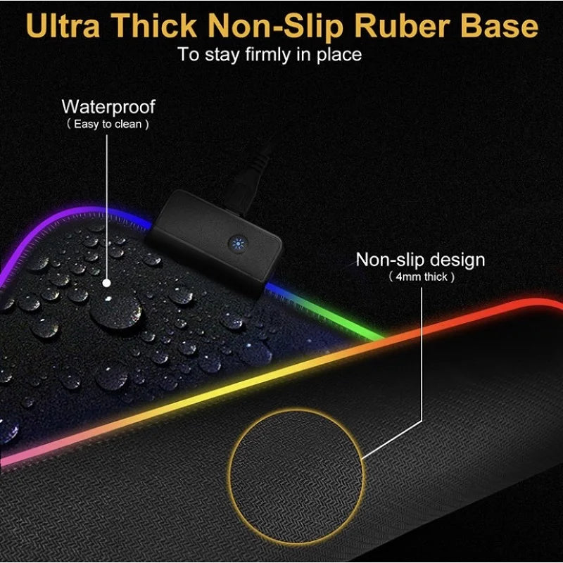 Mouse pad Gamer Led Rgb 7 Cores tamanho grande 80x30cm Usb