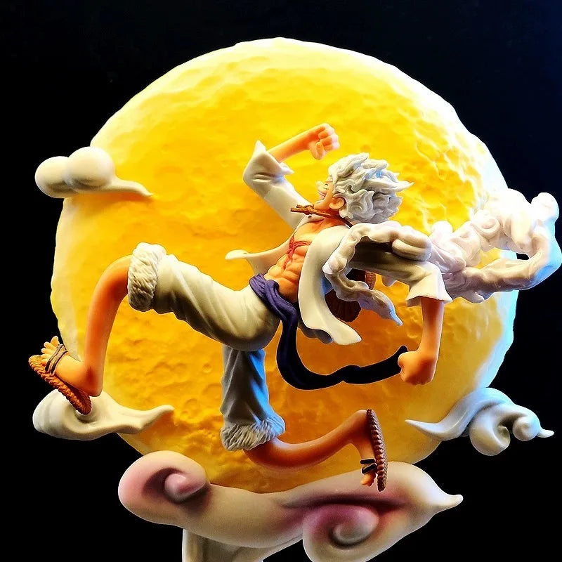Boneco Action Figure One Piece Luffy Nika Gear 5 Lua de LED