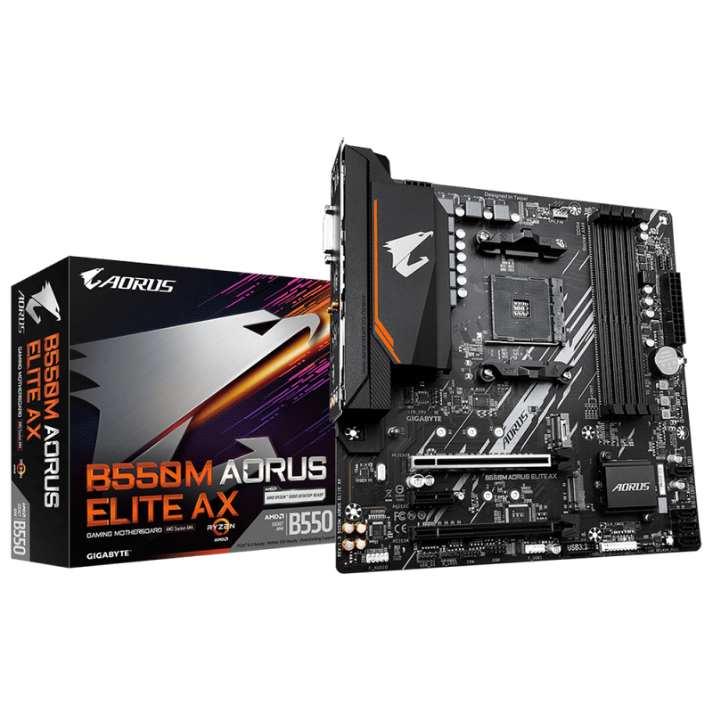 Placa Mãe Gigabyte B550M AORUS Elite AX, Wi-Fi e Bluetooth, AMD AM4, mATX, DDR4