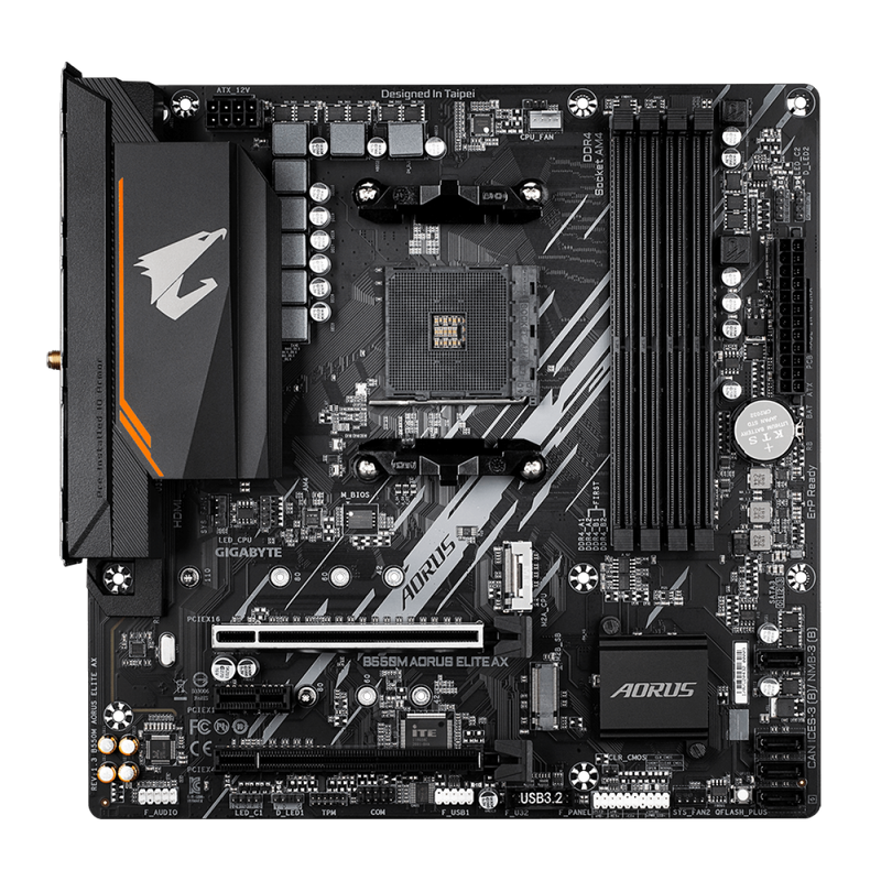 Placa Mãe Gigabyte B550M AORUS Elite AX, Wi-Fi e Bluetooth, AMD AM4, mATX, DDR4